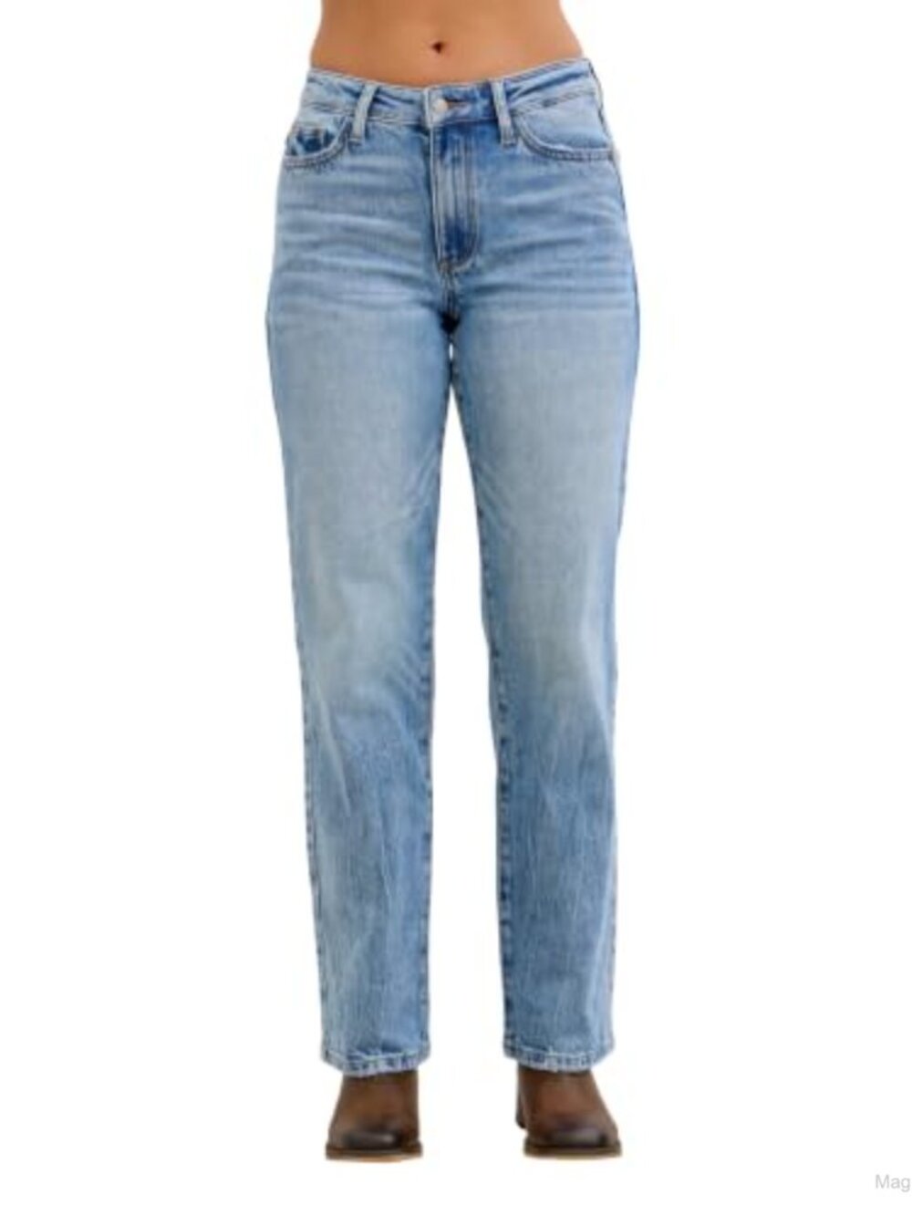 Mid Rise Clean Classic Straight Leg Jeans Stretch Denim Everyday
